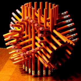 Geometric sculpture from 72 pencils