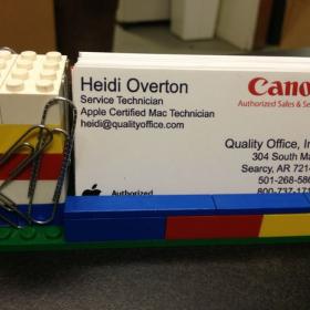 Lego Business Card Holder with Magnetized Paperclip Holder